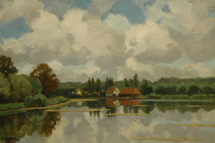 Houses in Loenen, vintage artwork by Syvert Nicolaas Bastert, 12x8" (A4) Poster