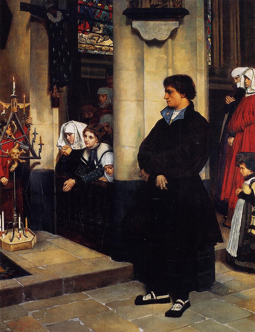 During the Service, vintage artwork by James Tissot, 12x8" (A4) Poster