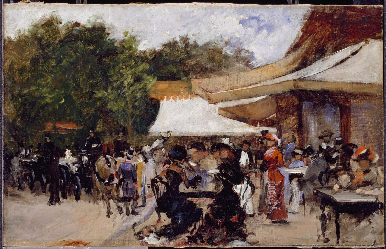 Outside a Restaurant in the Bois de Boulogne by Hugo Birger,A3(16x12")Poster