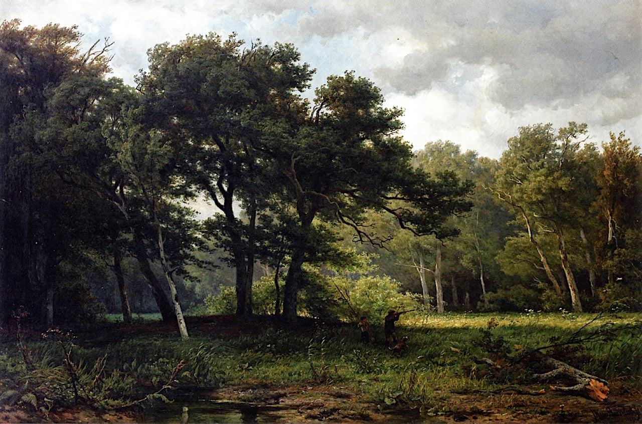 Pheasant Hunting, vintage artwork by Jan Willem van Borselen, 12x8" (A4) Poster