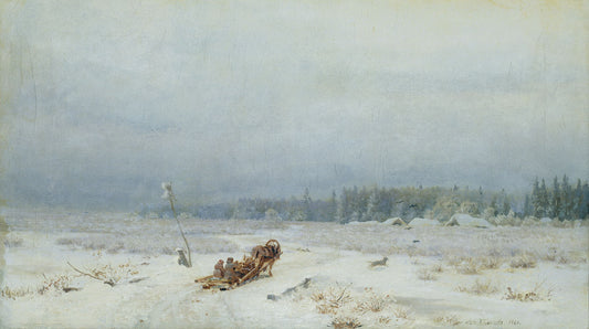 Winter Road, vintage artwork by Lev Kamenev, 12x8" (A4) Poster