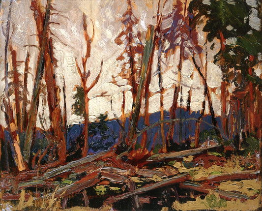 Burnt Country, Evening, vintage artwork by Tom Thomson, 12x8" (A4) Poster