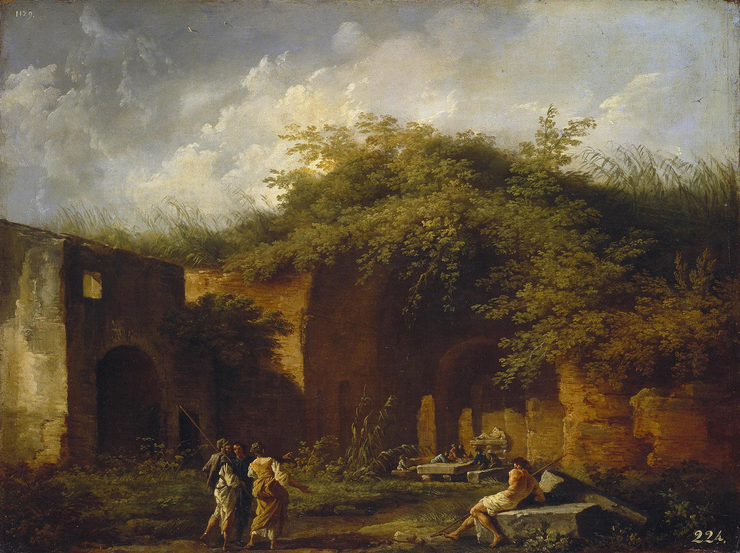 Landscape with Ruins. The Grotto of Nymph Egeria, vintage artwork by Claude-Joseph Vernet, 12x8" (A4) Poster