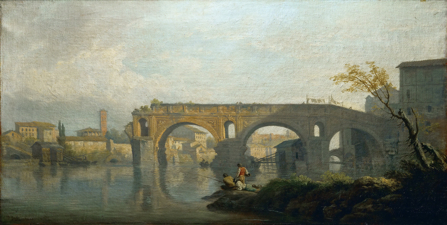 Ponte Rotto in Rome, vintage artwork by Claude-Joseph Vernet, 12x8" (A4) Poster
