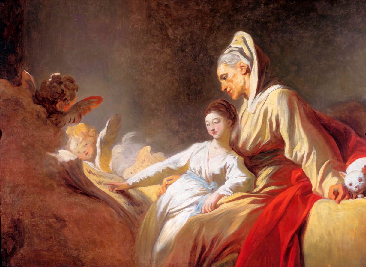 Education of the Virgin, vintage artwork by Jean-Honore Fragonard, 12x8" (A4) Poster