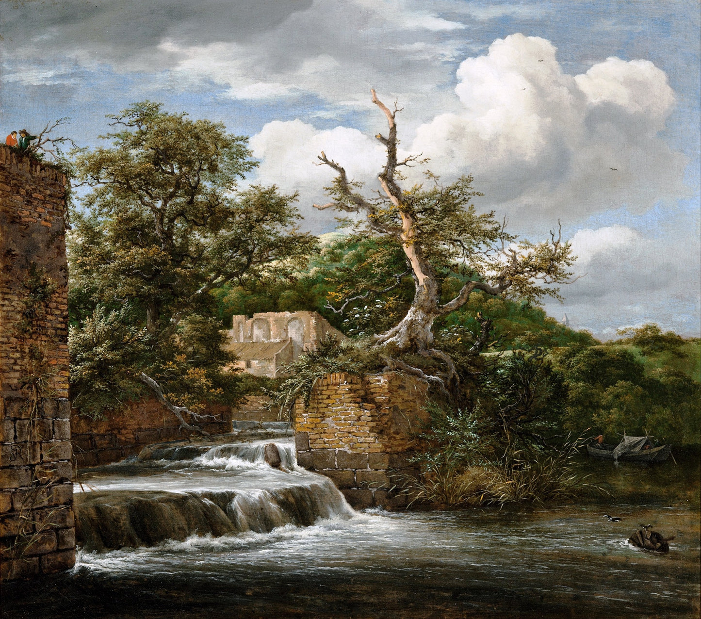 Landscape with a mill-Run and Ruins, vintage artwork by Jacob van Ruisdael, 12x8" (A4) Poster