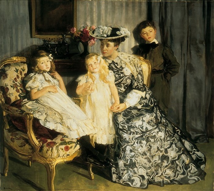 Madame Lucien Simon and Her Children by Lucien Simon,A3(16x12")Poster