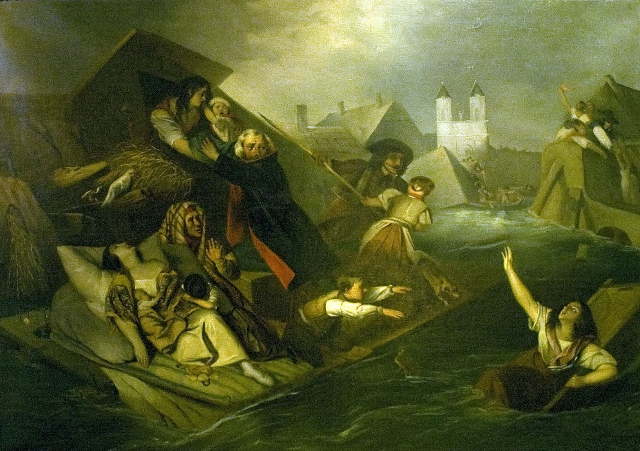 Flood in 1838, vintage artwork by Johann Matthias Ranftl, A3 (16x12") Poster Print