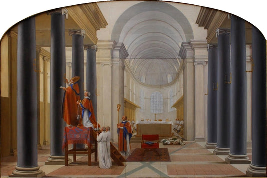 Consecration of a Carthusian Church, vintage artwork by Eustache Le Sueur, 12x8" (A4) Poster