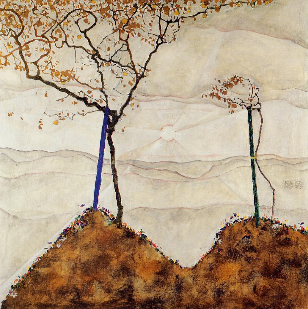 Autumn Sun I, vintage artwork by Egon Schiele, 12x8" (A4) Poster
