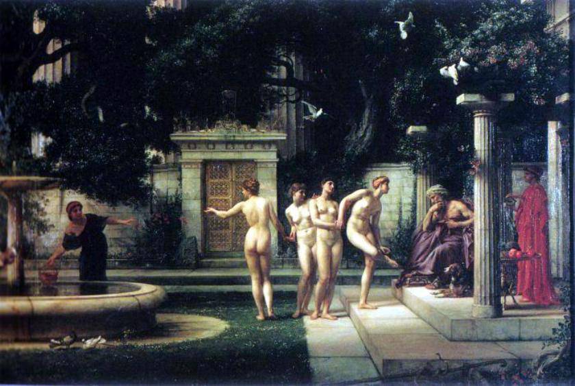 A Visit To Aesclepius, vintage artwork by Sir Edward John Poynter, 12x8" (A4) Poster