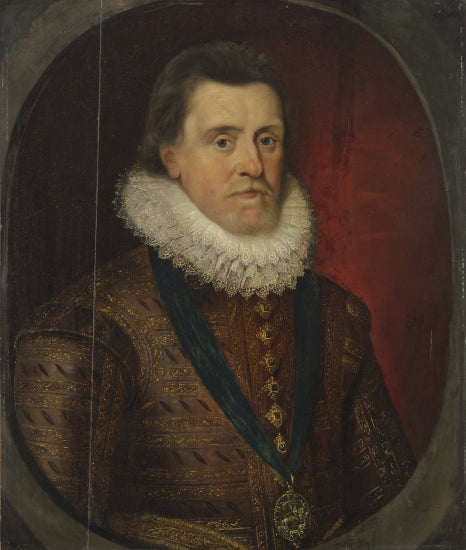 Portrait of James Stewart, 1st Earl of Moray, King of England and Scotland, vintage artwork by Attributed to Paulus van Somer I, 12x8" (A4) Poster