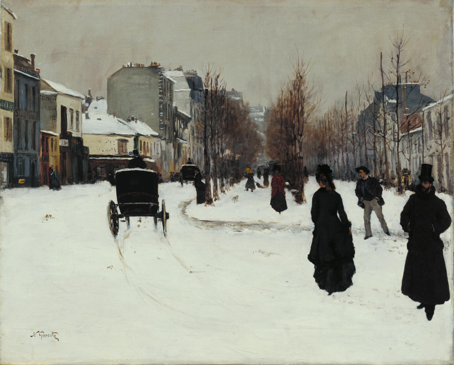 ulevard de Clichy par un temps de neige by Norbert Goeneutte,A3(16x12")Poster