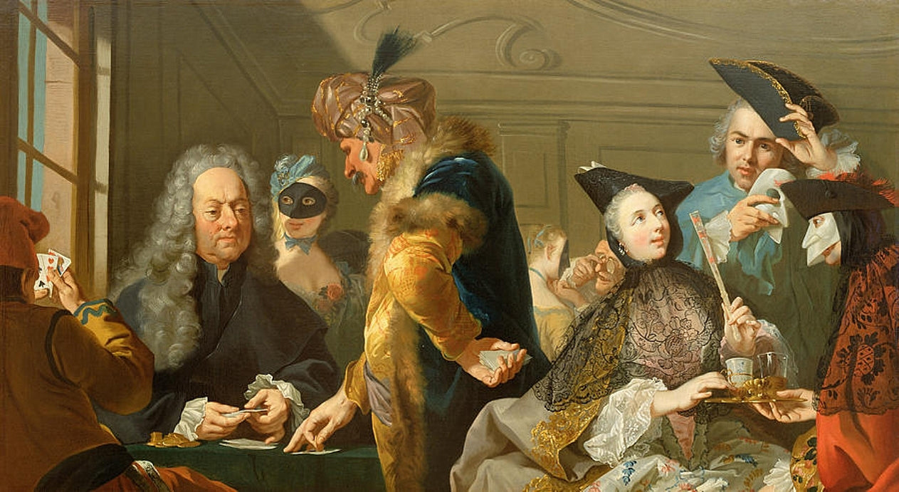 Gamblers at the Ridotto, vintage artwork by Johann Heinrich Tischbein the Elder, 12x8" (A4) Poster