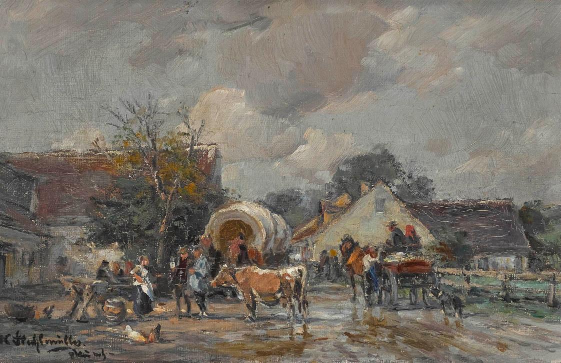 Farmers with Carts by Karl Stuhlmuller,A3(16x12")Poster