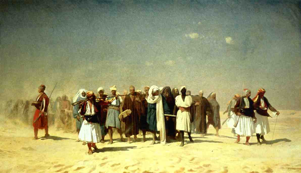 Egyptian Recruits Crossing the Desert, vintage artwork by Jean-Leon Gerôme, 12x8" (A4) Poster