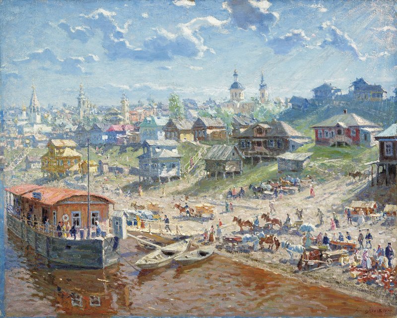 On the Volga, vintage artwork by Arnold Borisovich Lakhovsky, 12x8" (A4) Poster