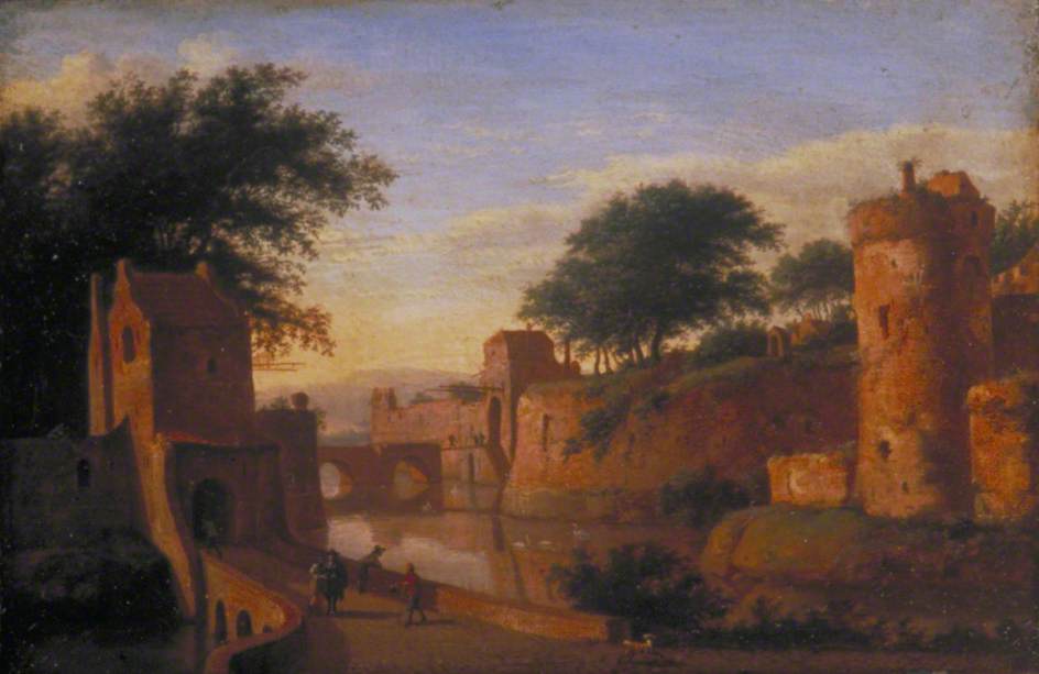 A Fortified Moat, vintage artwork by Jan van der Heyden, 12x8" (A4) Poster