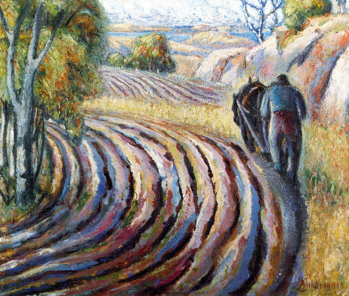 Ploughing in Spring, vintage artwork by Aksel Waldemar Johannessen, 12x8" (A4) Poster