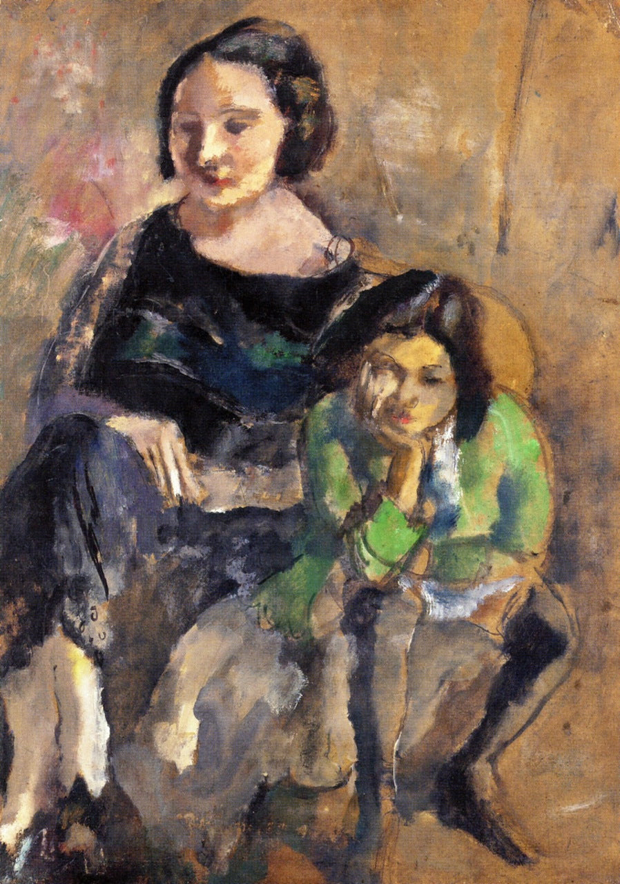 Andree and Simone, vintage artwork by Jules Pascin, 12x8" (A4) Poster