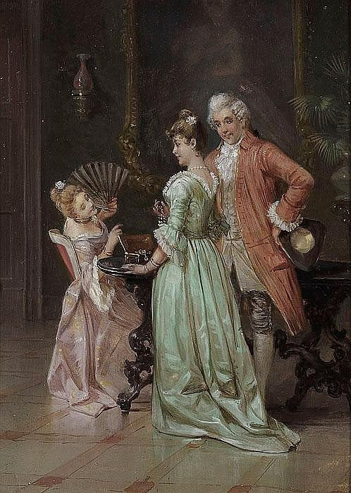A Salon Scene, vintage artwork by Johann Hamza, 12x8" (A4) Poster