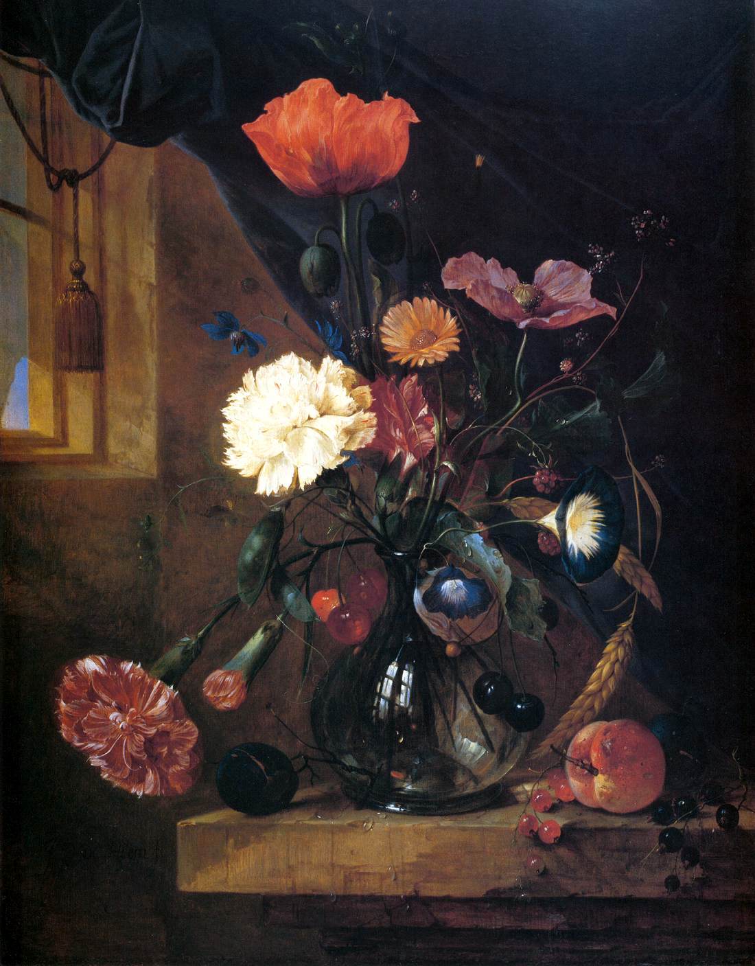 Bouquet in a Glass Vase, vintage artwork by Jan Davidsz. de Heem, 12x8" (A4) Poster