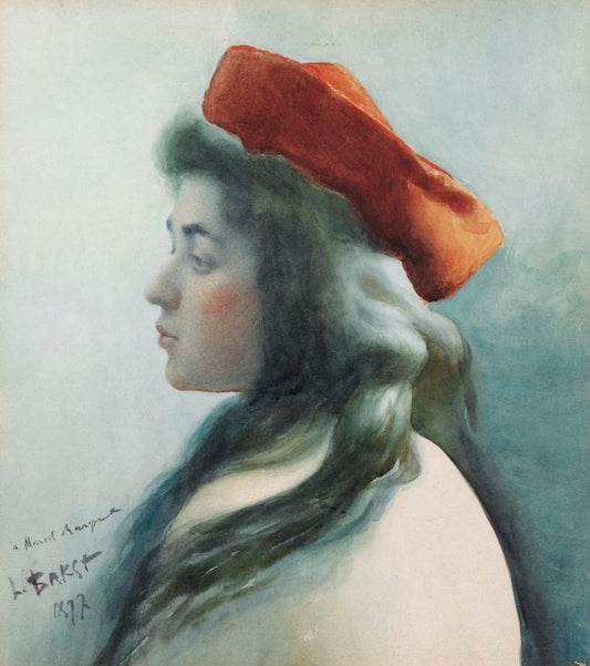 Portrait of Young Woman, vintage artwork by Leon Bakst, 12x8" (A4) Poster