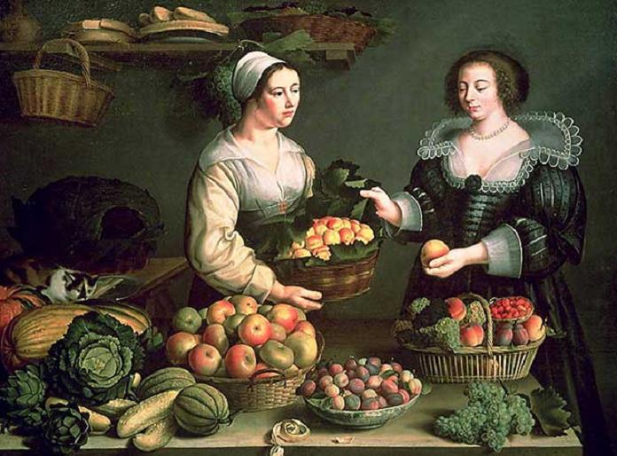 The Fruit and the Vegetable Seller, vintage artwork by Louise Moillon, 12x8" (A4) Poster