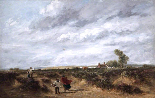 Flying the Kite, a Windy Day, vintage artwork by David Cox, 12x8" (A4) Poster