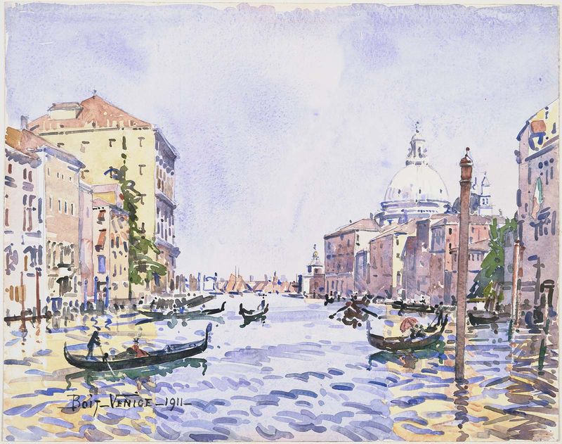 Venice, Afternoon on the Grand Canal, vintage artwork by Edward Darley Boit, 12x8" (A4) Poster