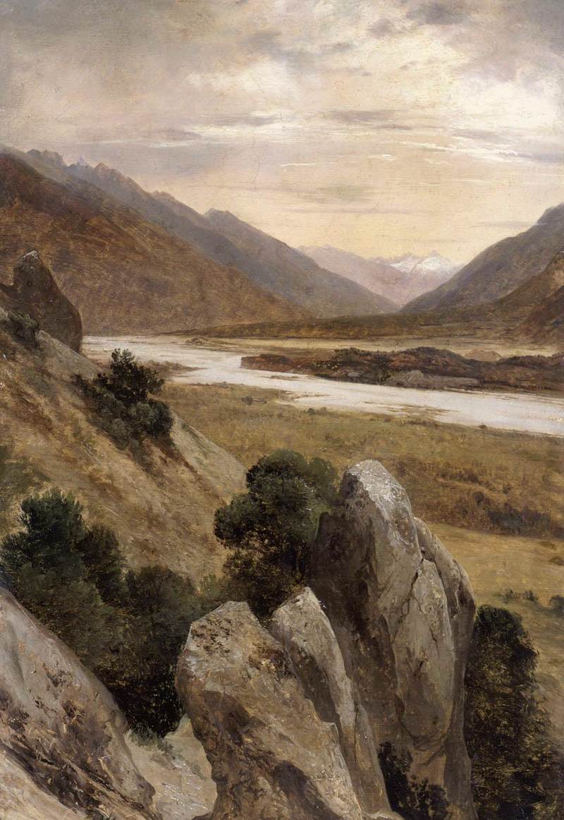 Mountainous Riverscape, vintage artwork by Alexandre Calame, A3 (16x12") Poster Print