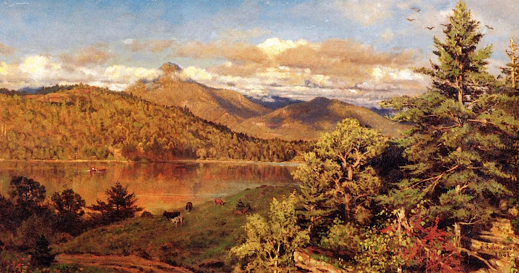 Saranac Lake, vintage artwork by John Jameson, 12x8" (A4) Poster
