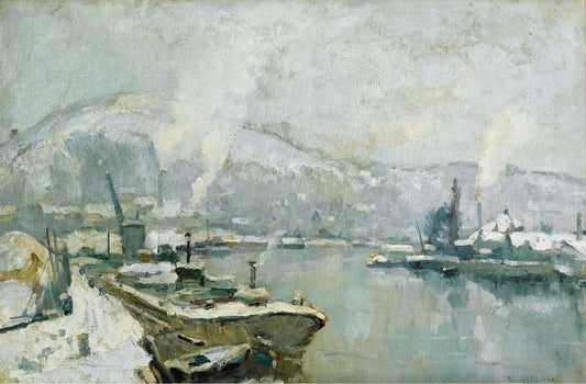 The Seine in Winter, vintage artwork by Robert Antoine Pinchon, 12x8" (A4) Poster
