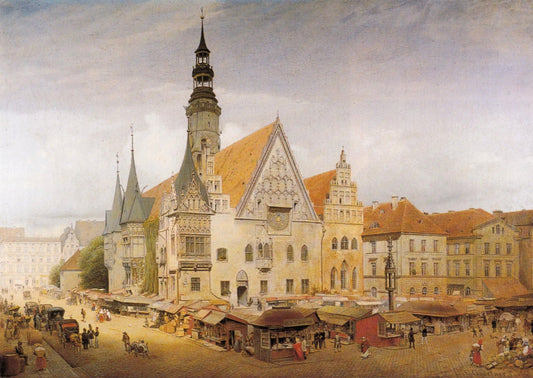 The Marketplace in Wrocław, vintage artwork by Eduard Gaertner, A3 (16x12") Poster Print