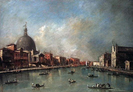 The Grand Canal and San Simeone Piccolo, vintage artwork by Francesco Guardi, 12x8" (A4) Poster