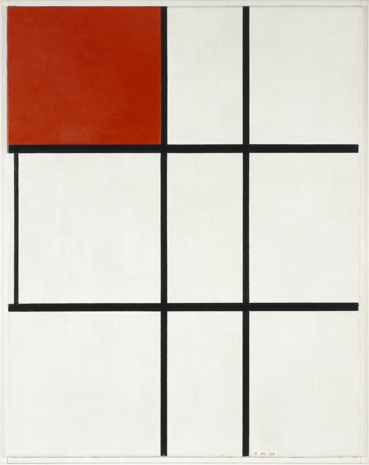 Composition B (No.II) with Red, vintage artwork by Piet Mondriaan, 12x8" (A4) Poster
