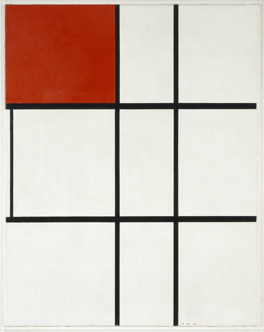 Composition B (No.II) with Red, vintage artwork by Piet Mondriaan, 12x8" (A4) Poster