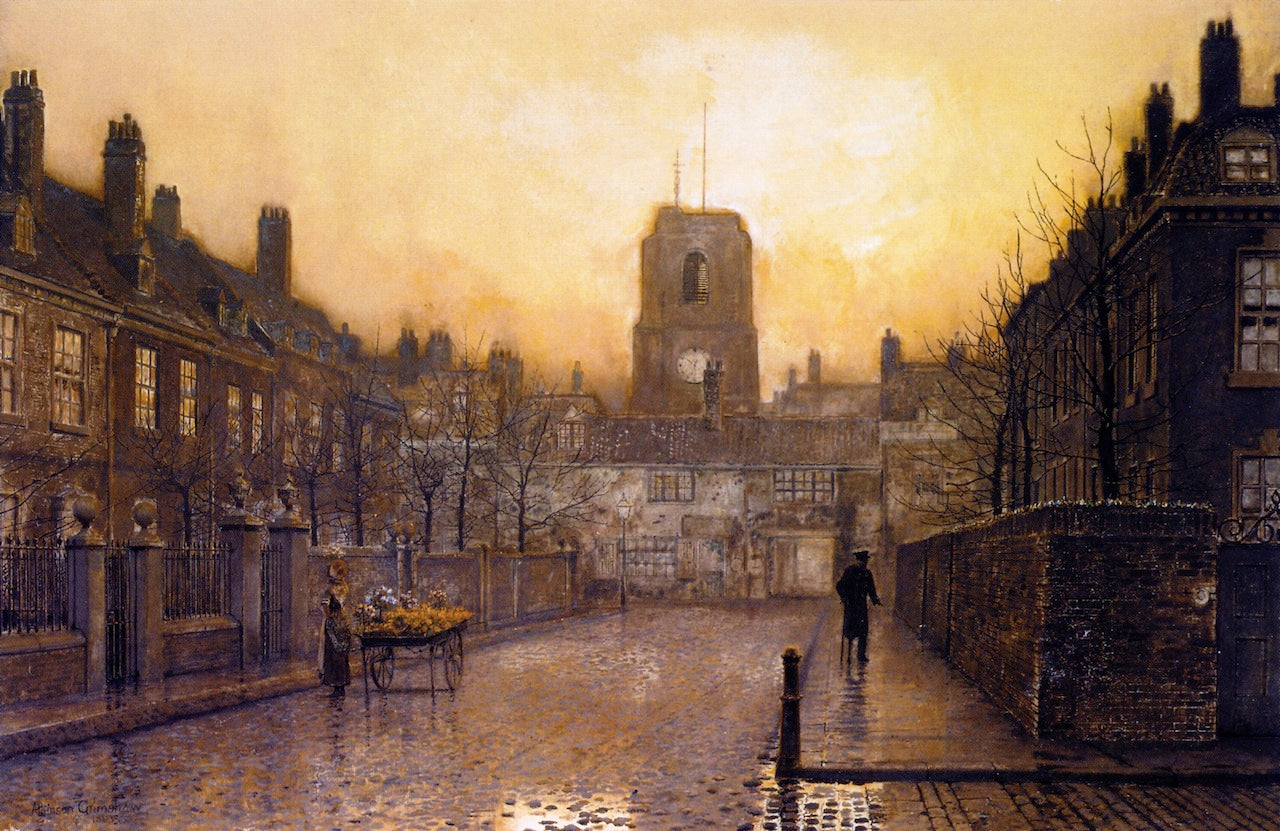 An Idyll of Old Chelsea, vintage artwork by John Atkinson Grimshaw, 12x8" (A4) Poster