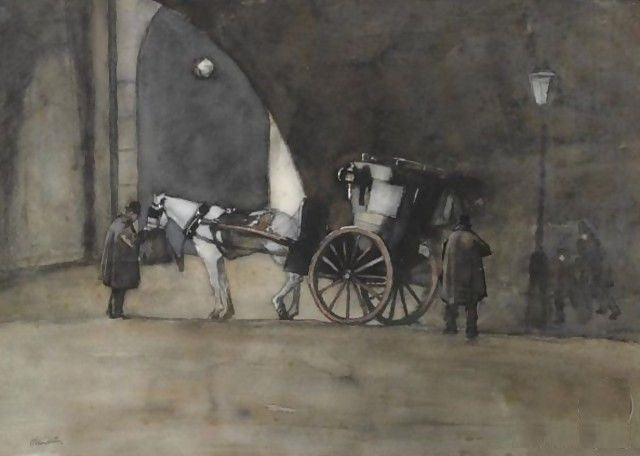 A Сarriage at Waterloo Bridge by Willam Arnold Witsen,A3(16x12")Poster
