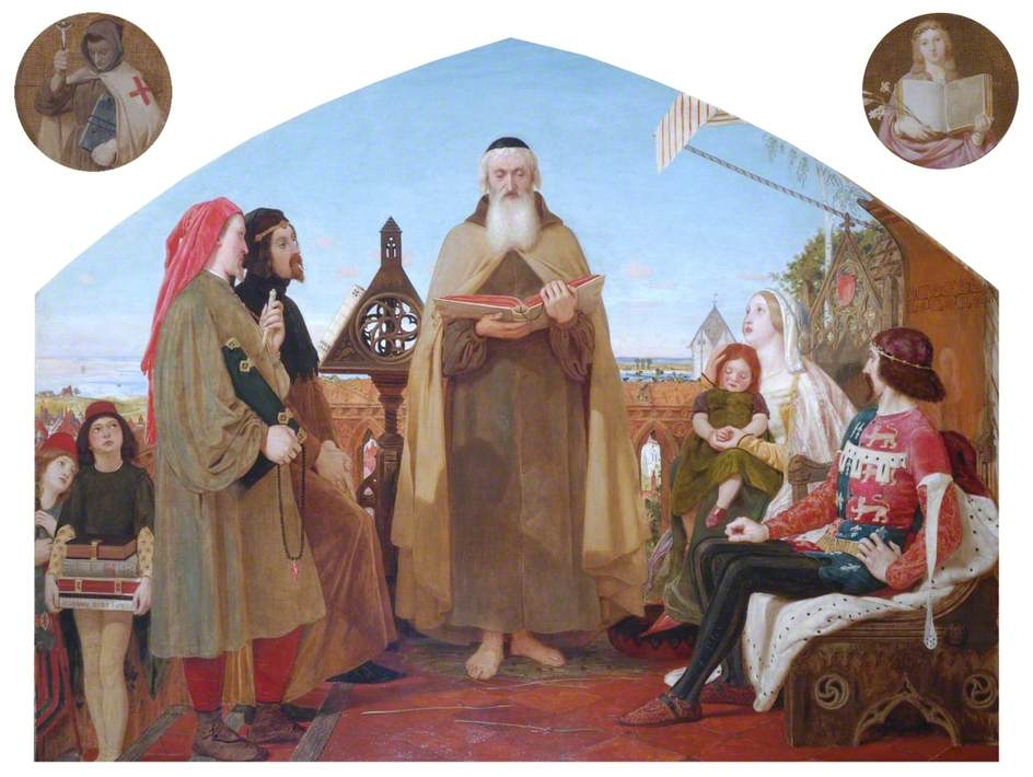 Wycliffe Reading His Translation of the New Testament, vintage artwork by Ford Madox Brown, A3 (16x12") Poster Print