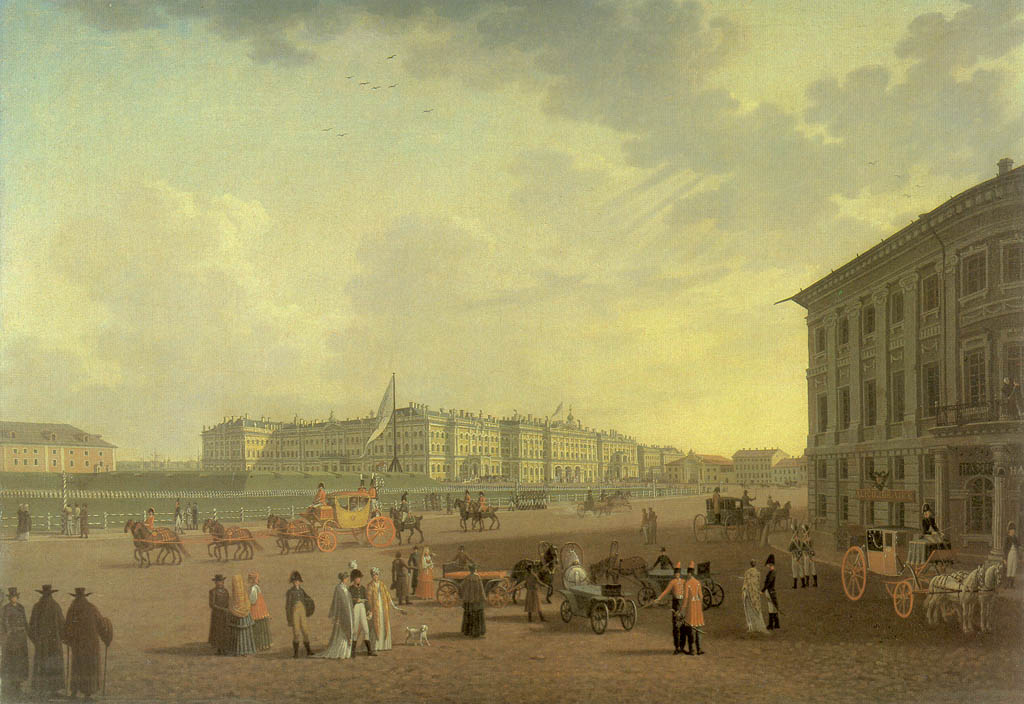 View of Palace Square from the beginning of Nevsky Prospect, vintage artwork by Benjamin Patersen, 12x8" (A4) Poster