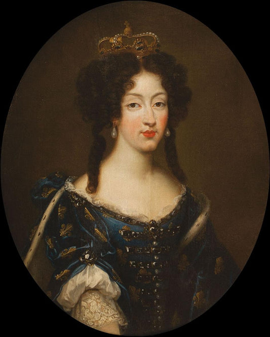Marie Louise d'Orleans wearing the Fleur-de-lis, vintage artwork by Pierre Mignard, 12x8" (A4) Poster