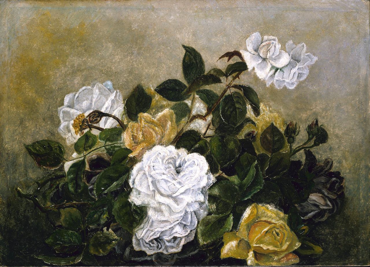 Roses--Fancy Still Life, Still Life with Roses, vintage artwork by Robert Seldon Duncanson, 12x8" (A4) Poster
