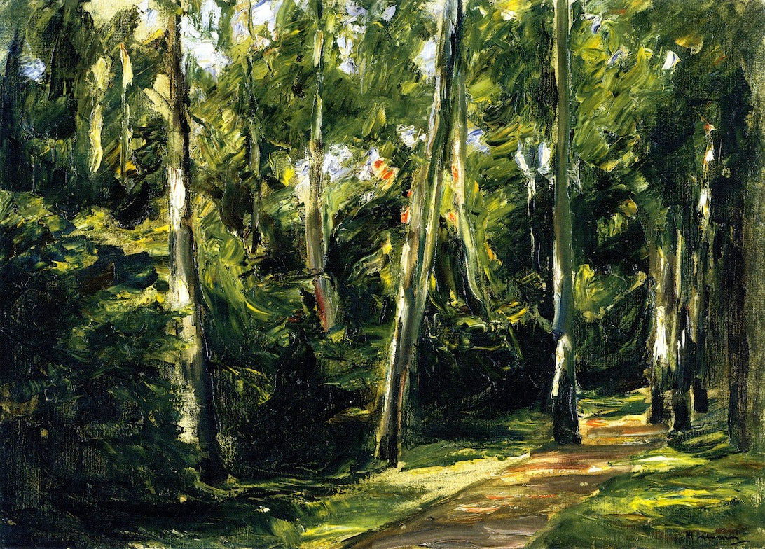 The Birch Avenue in the Wannsee Garden toward the Southwest, vintage artwork by Max Liebermann, 12x8" (A4) Poster