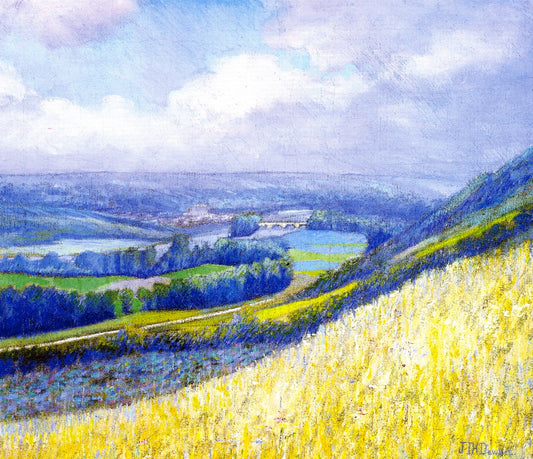 River Seine from Giverny Heights, vintage artwork by John Howe Ireland Downes, 12x8" (A4) Poster