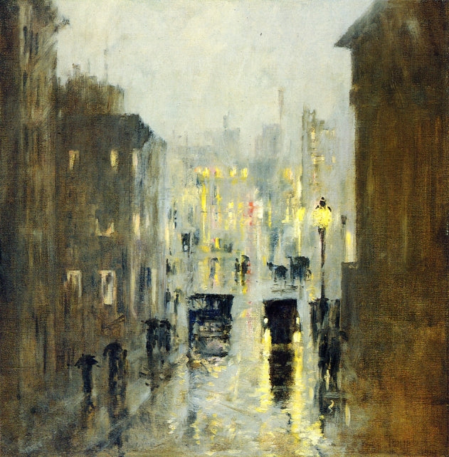 Rainy Night in Washington, vintage artwork by Philip Little, 12x8" (A4) Poster