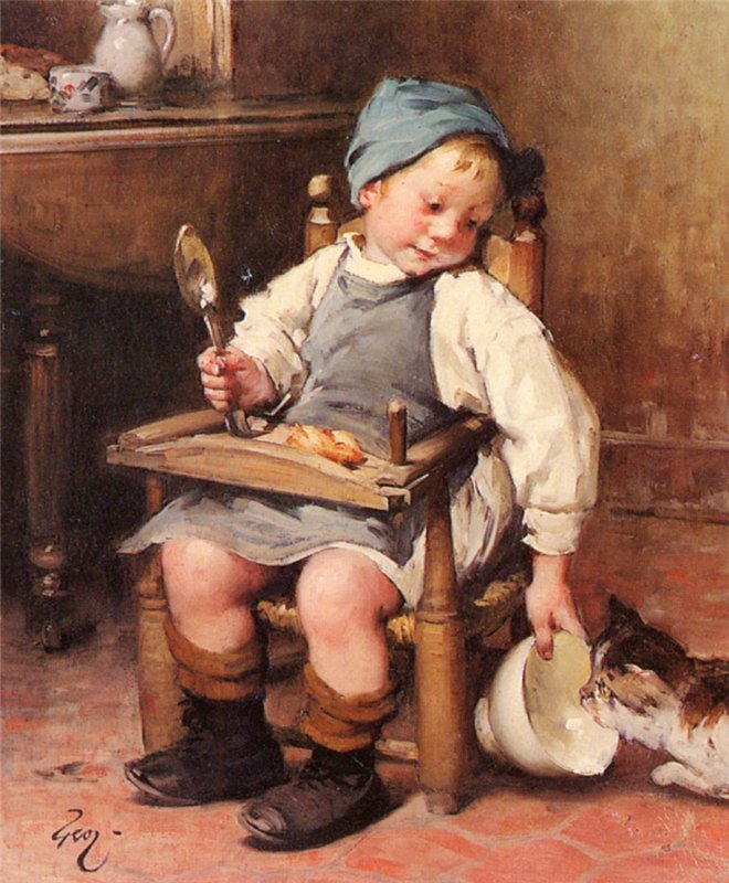 Sharing a Meal by Henri Jules Jean Geoffroy,A3(16x12")Poster