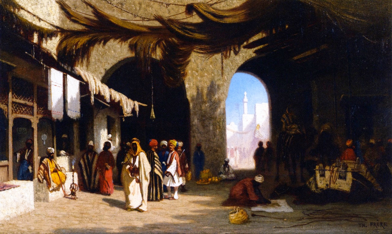 A Bazar in Beirut, vintage artwork by Charles Theodore Frère, A3 (16x12") Poster Print