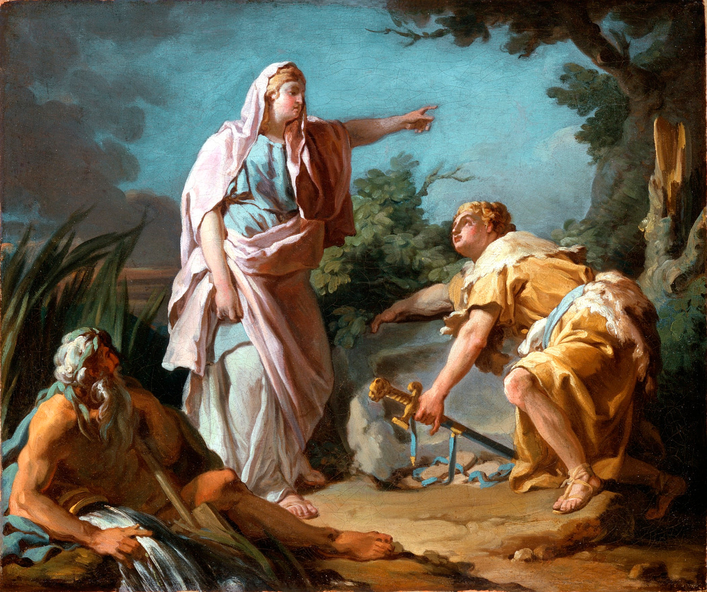 Aethra Showing her Son Theseus the Place Where his Father had Hidden his Arms, vintage artwork by Nicolas-Guy Brenet, 12x8" (A4) Poster