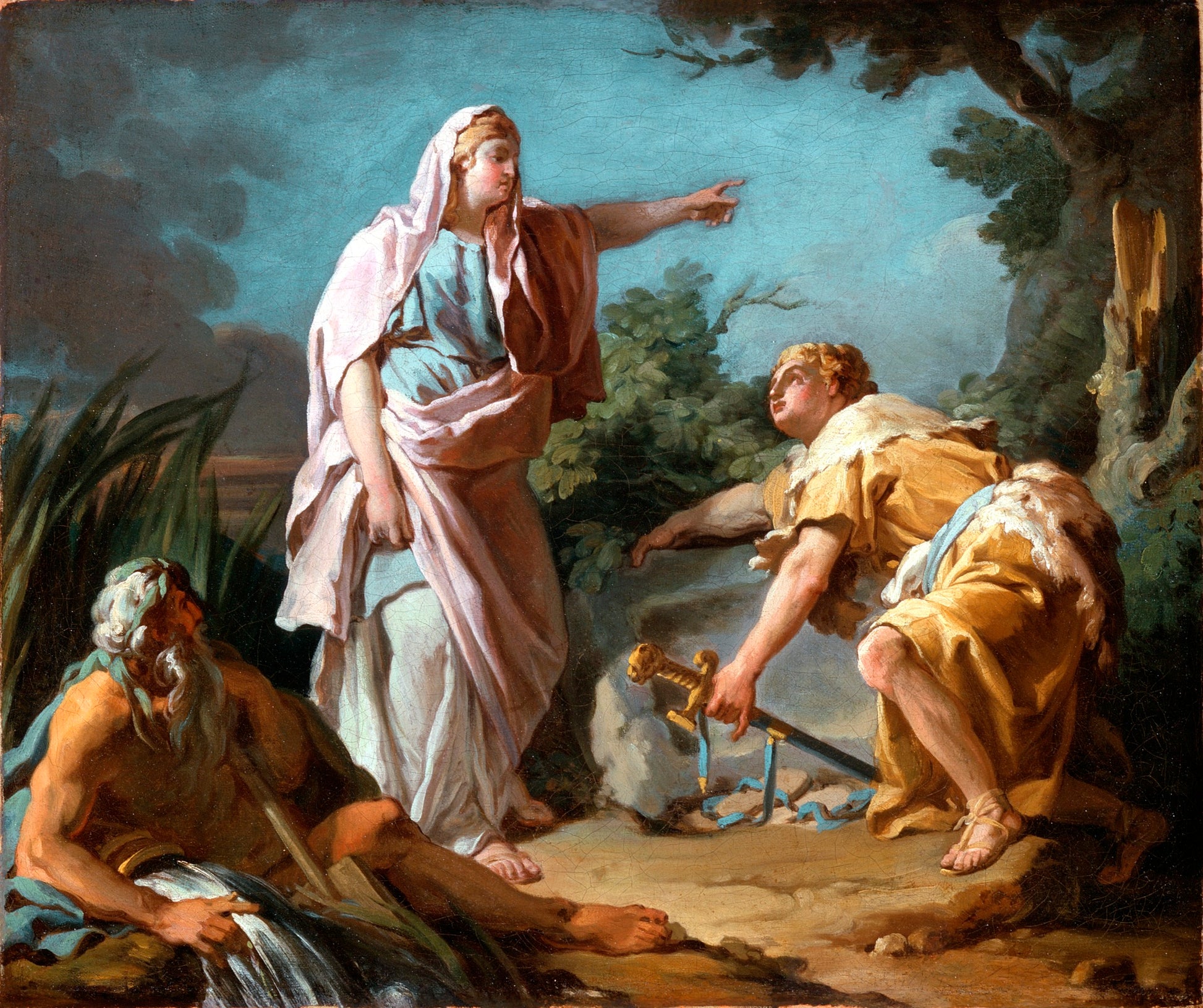 Aethra Showing her Son Theseus the Place Where his Father had Hidden his Arms, vintage artwork by Nicolas-Guy Brenet, 12x8" (A4) Poster
